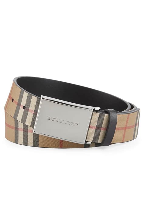 Burberry Men's Charles Check Leather Belt 